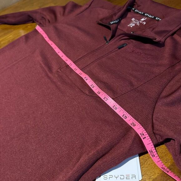 Spyder Mens Maroon 1/4 Zip Pullover Thermal wicking Sweater Shirt New Size M - Picture 11 of 12